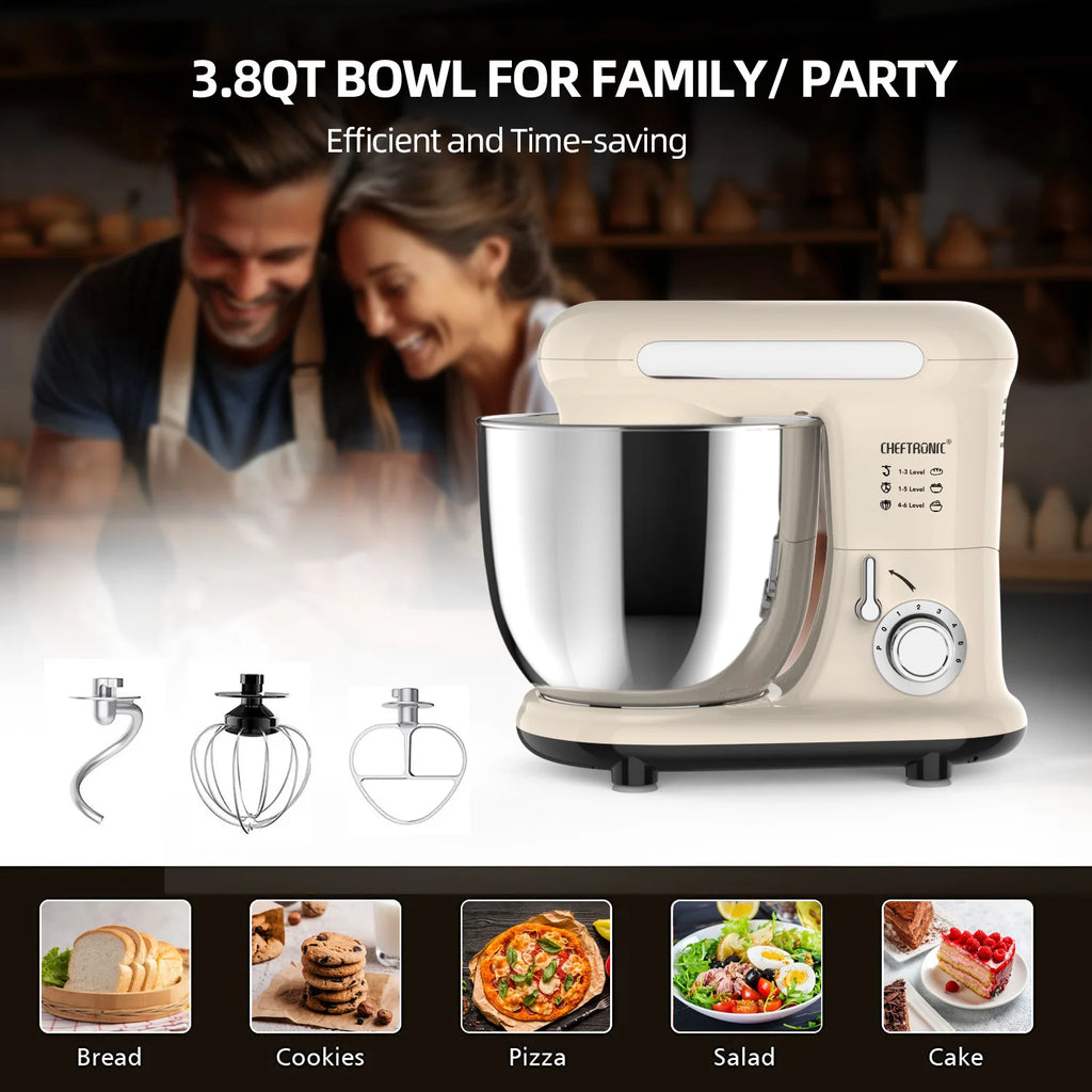 1pc Stand Mixer, Tilt-head Mixers, Kitchen Electric Dough Mixer, For Household Aids, 300W 3.8QT Stainless Steel Bowl, US Plug