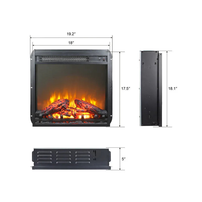 18 Inch Electric Fireplace Insert Ultra Thin Heater With Log Set Realistic Flame Overheating Protection Double Safety Protection