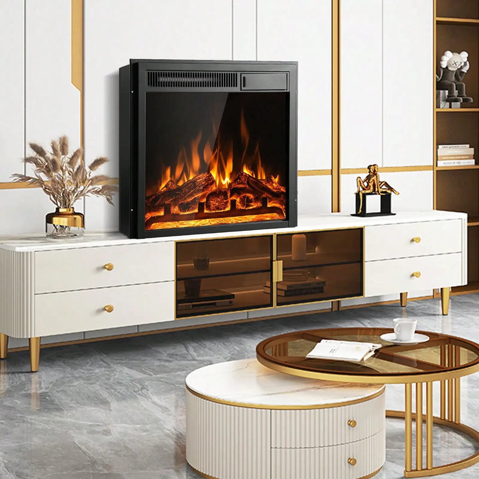 Electric Fireplace Insert 5100 BTU Recessed with Remote Control