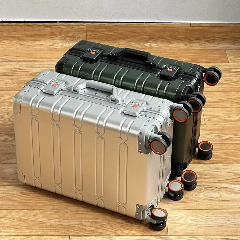 TravelTrolley Luggage 20‘’Carry-On Cabin Suitcase Travel Bags Rolling Luggage Aluminum-magnesium Alloy Travel Suitcase