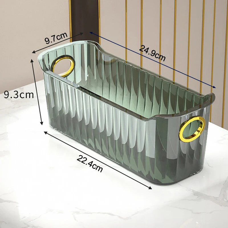 Light Luxury Desktop Cosmetics Narrow Storage Box Toiletry Cosmetic Jewelry Sundries Storage Basket Dust-proof Makeup Organizer