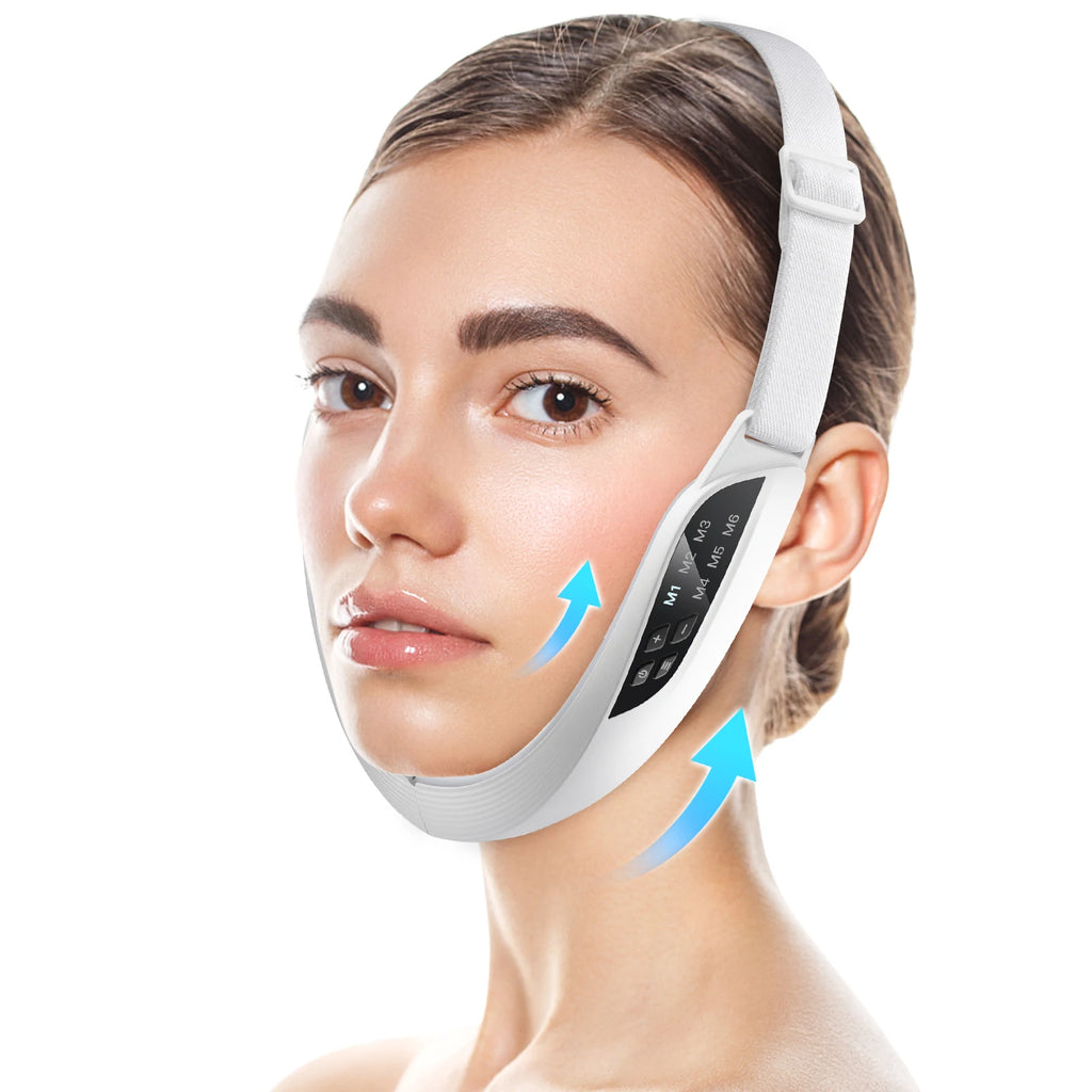 Electric V-face Face Lift Device LED Photon Therapy Microcurrent Skin Tightening Double Chin Remover EMS Face Slimming Massager