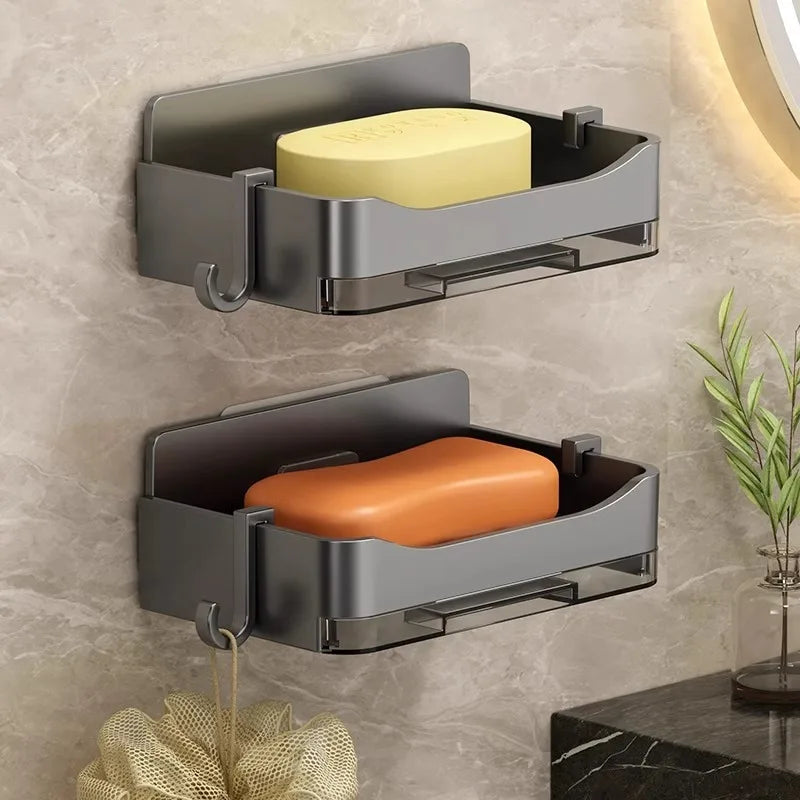 Modern bathroom wall mounted soap dish without water accumulation new balcony soap box household drain storage rack