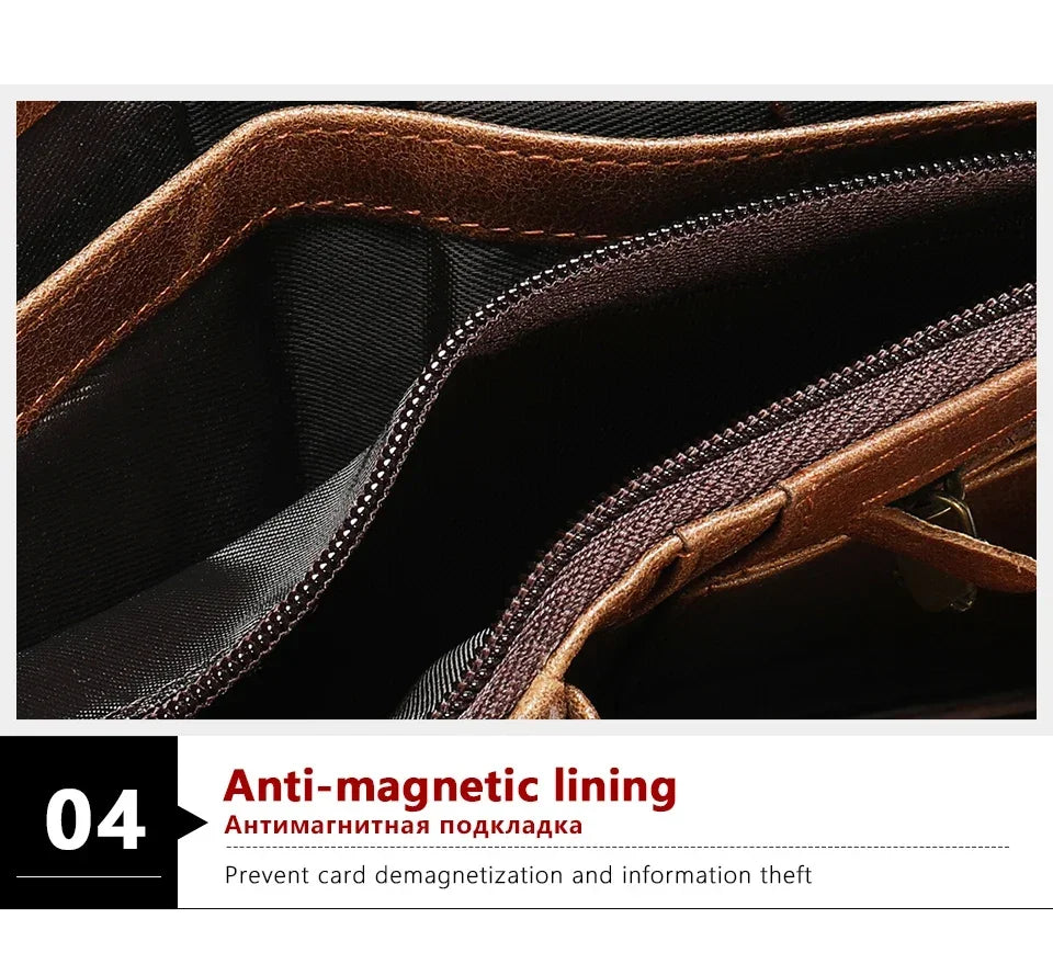 Genuine Leather Wallet with Coin Purse RFID Wallet for Men Cardholder Money Bags