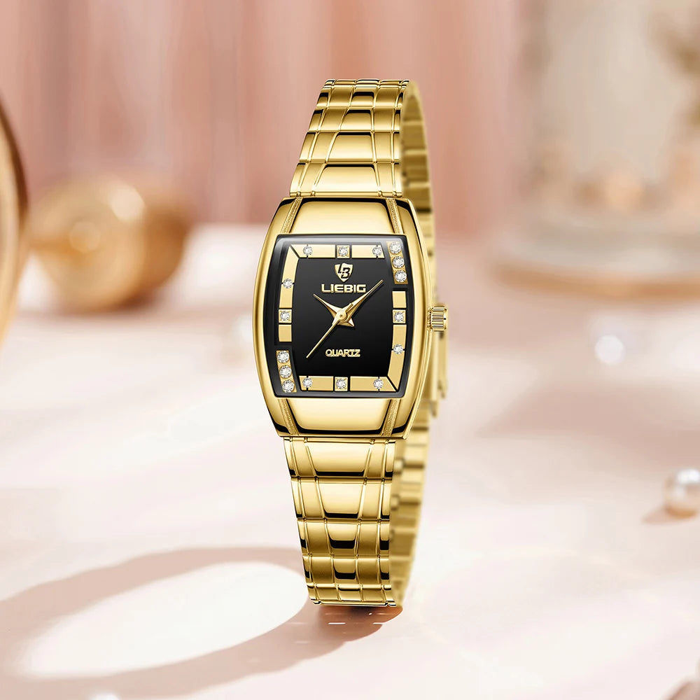 New Womens Watch Luxury Stainless Steel Quartz Golden Wristwatches Women Fashion Waterproof Calendar relogio masculino Clock