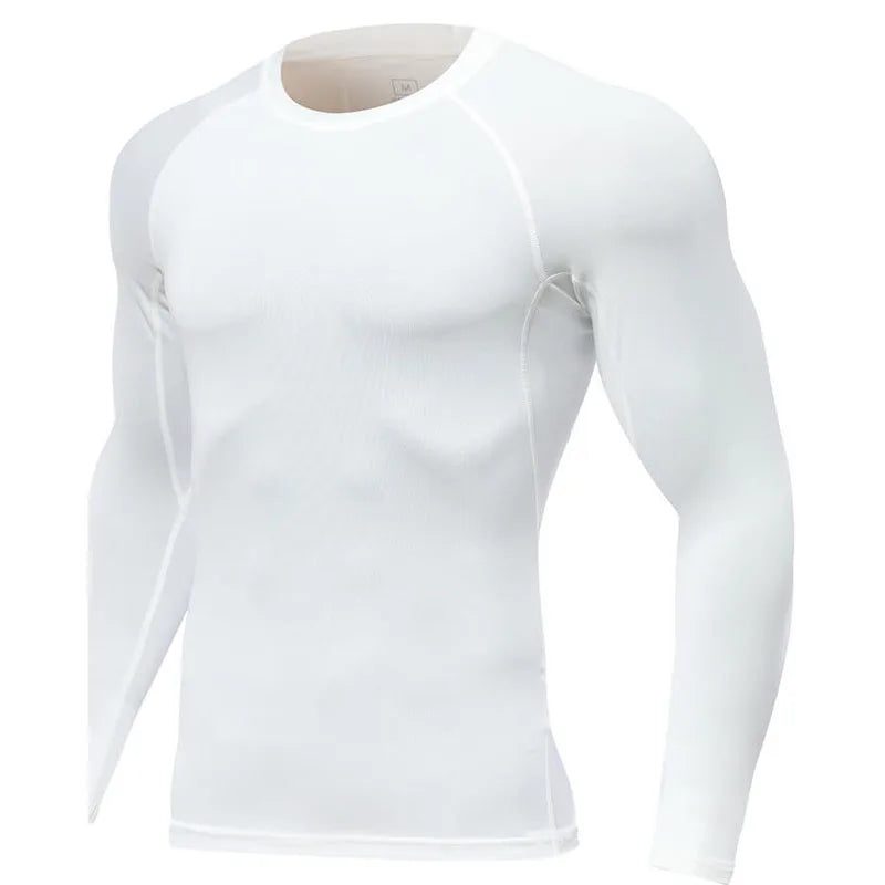 Men Long Sleeve Slim Tops Tees Sportswear Gym Fitness Compression T-shirt Running Football Jersey Outdoor Jogging Tight Quick