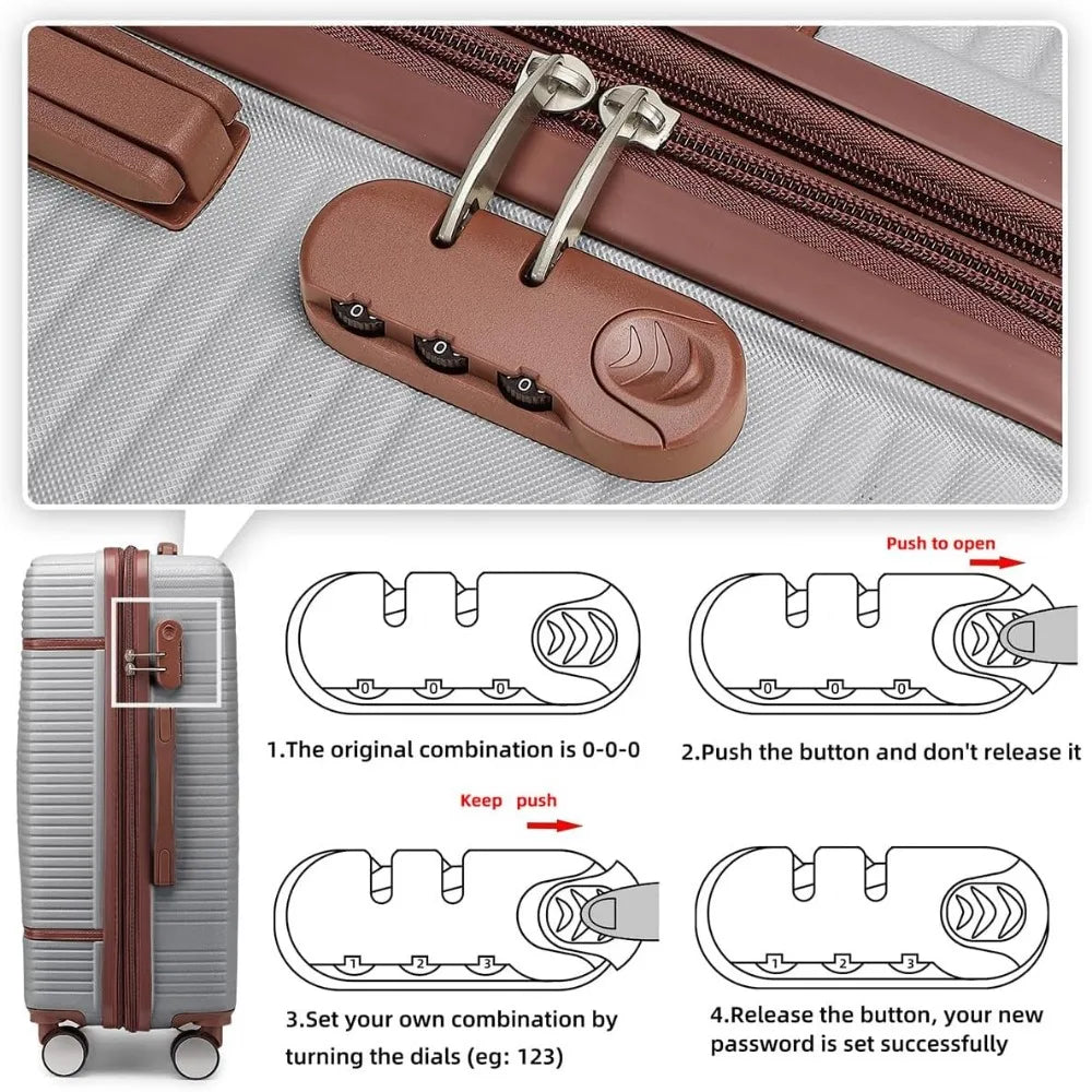 Luggage Sets 6 Piece with two Cosmetic Case, Expandable(Only 28 & 24") Hardside Luggage with 360° Spinner Wheels, Durable Luggag