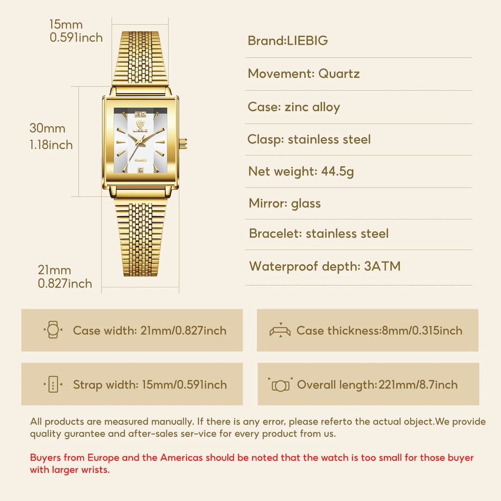LIEBIG Ladies Watches Elegant Quartz Wristwatches Simple Fashion Automatic Watches For Women Stainless Steel Strap Time Watch