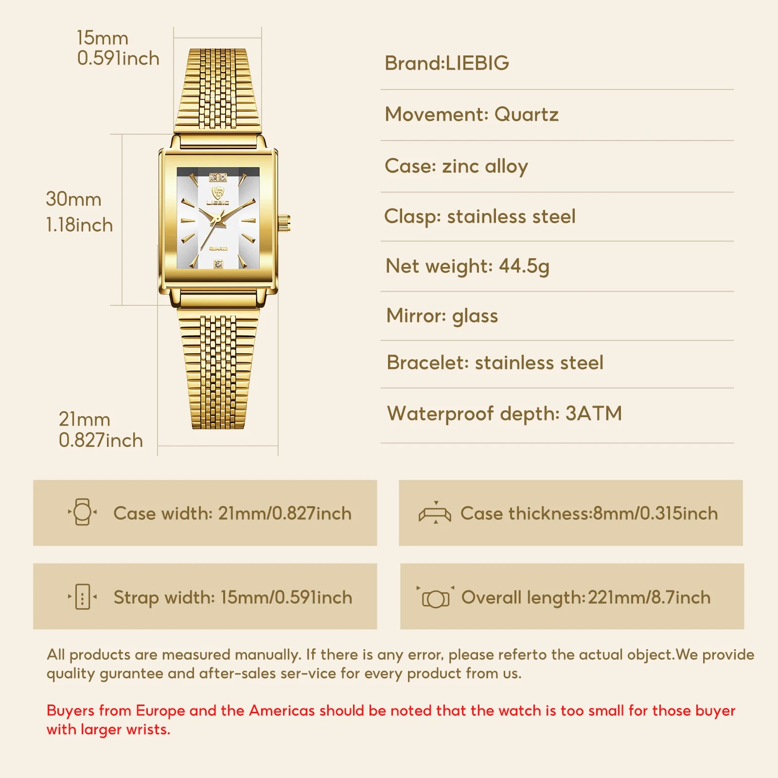 LIEBIG Ladies Watches Elegant Quartz Wristwatches Simple Fashion Automatic Watches For Women Stainless Steel Strap Time Watch