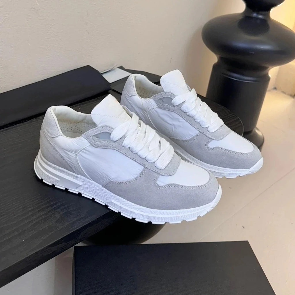 2025 Newest Spring Autumn Real Leather Round-Toe Thick Sole Lace-Up Sneakers Shoes Mix Colors Casual Tennis Shoes Bota Feminina