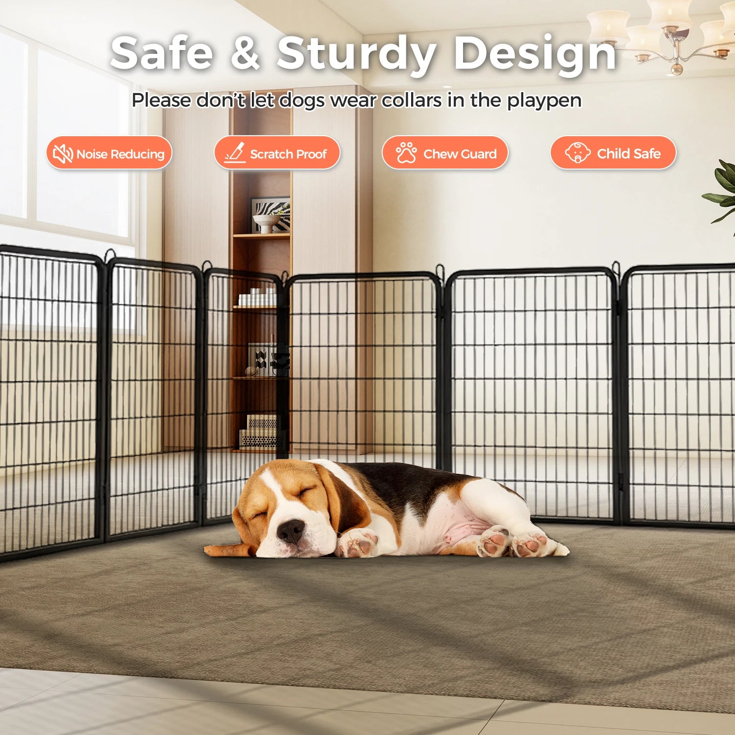 Heavy-Duty Metal Puppy Playpen – 24"/32"/40" Options, 8/16 Panels, Ideal for Indoor Use & Outdoor (RV Camping, Yard, Garden)