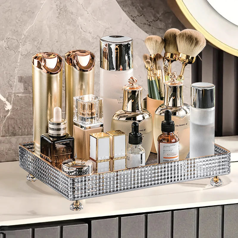 1Pc Cosmetic Storage Rack, Desktop Bathroom Tray, Perfume and Cosmetic Organization Rack, Cosmetic Ring Storage Tray, Home Decoration, Bathroom Accessories