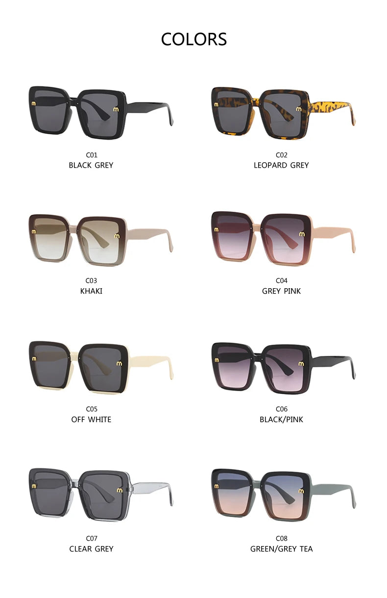 Brand Sunglasses Women's Square Classic Large Frame Fashion Men's Rectangular Letter Design Retro Sun Glasses UV400