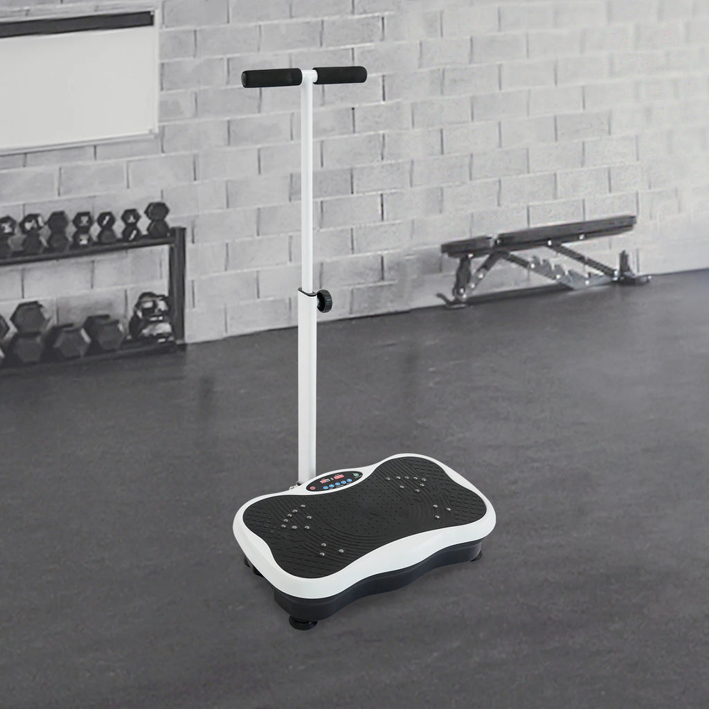 ABS Vibration Plate Exercise Machine,Black White Machine with Handrails Floorstanding Adjustable 72-100cm Modes 10 for children