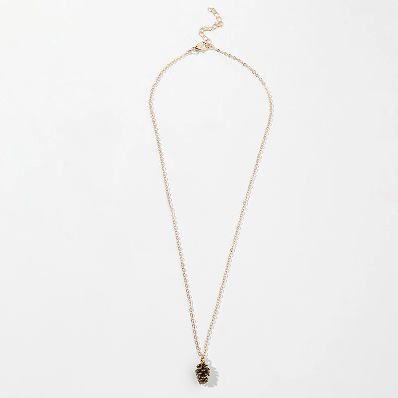 Simple Fashion Vintage Earrings Necklace For Women Pine Nut Plant Specimen Ear Stud Necklace Pinecone Earrings Necklace Jewelry