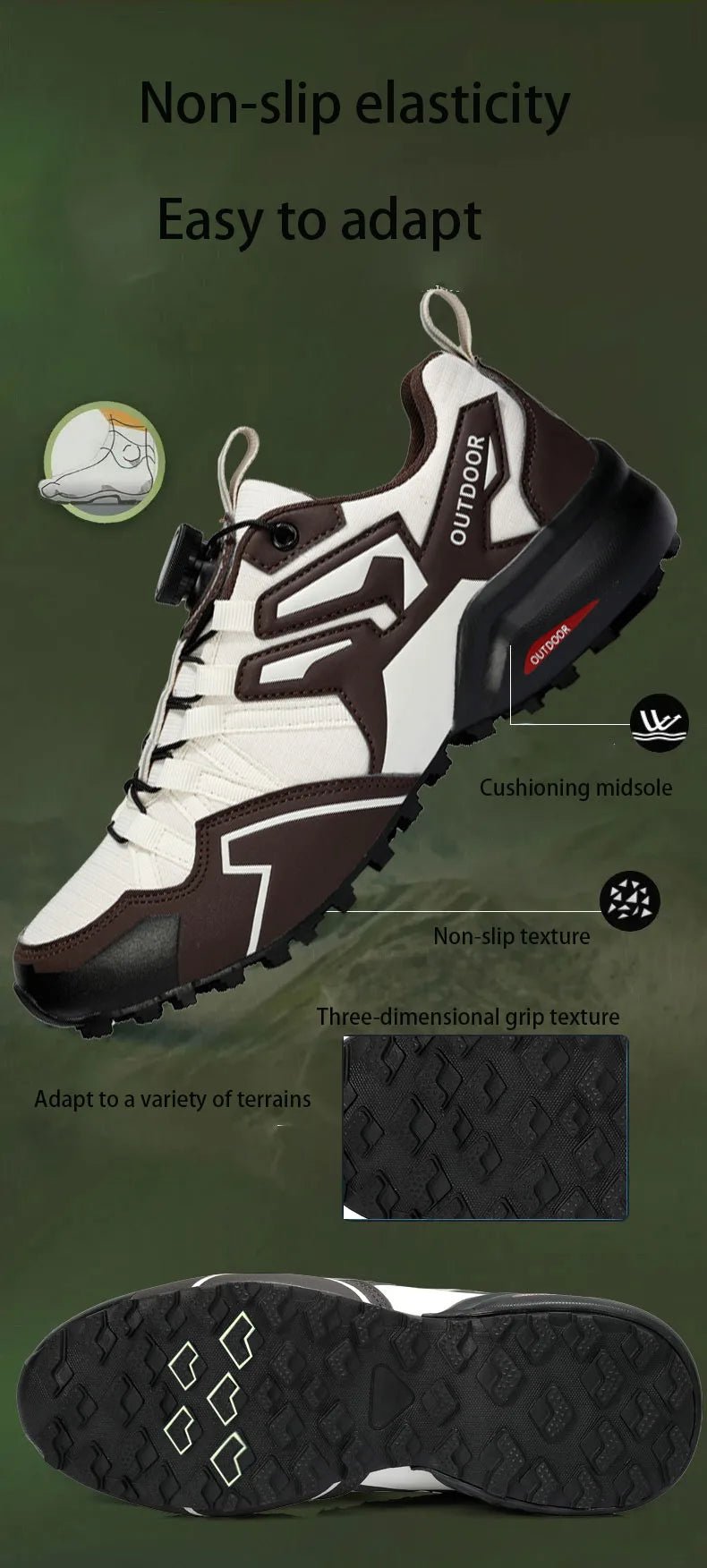 Hiking Shoes Non-Slip Outdoor Cross-Country Travel Shoes Tactical Training Shoes Breathable Casual Lockless Bicycle Shoes Men