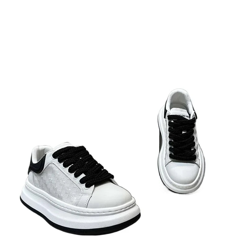 Fashion Footwear for Men Made of Leather Fabric Breathable Height-Increasing Flat Platform Shoe New Designer Casual Sports Shoe