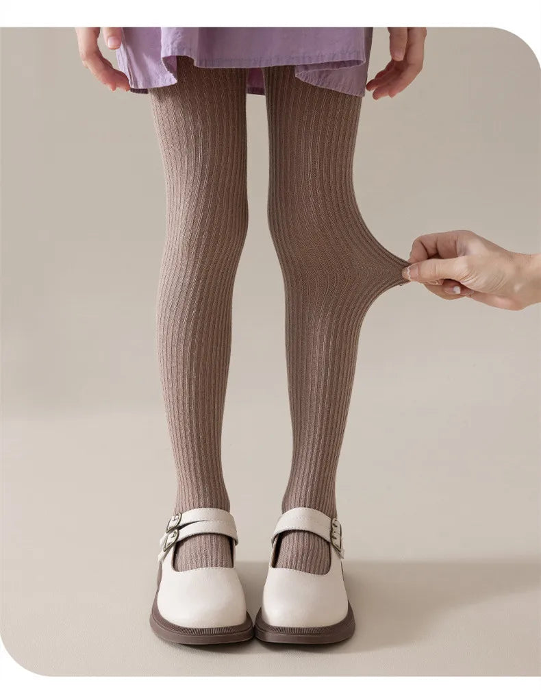 Children Fashion Tights Baby Girl Pantyhose Cotton Knitted Stocking Toddler Kids Solid Leggings Casual Pants For 0-12Y