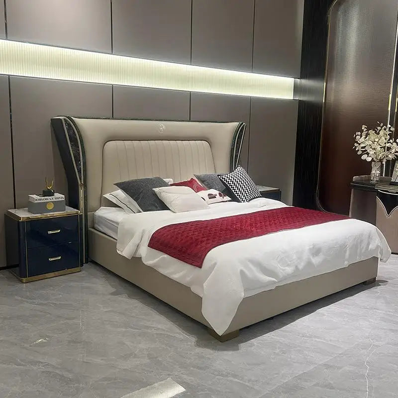 High Quality Light Luxury Bed Frame Luxury Modern Fashionable Bed Aesthetics Minimalist Camas De Dormitorio House Accessories