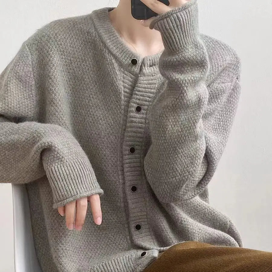 Sweater Coat for Women Autumn Winter New Collection High-End Loose Knit Cardigan