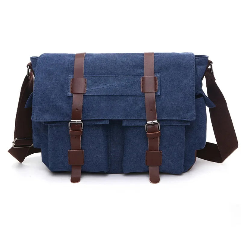 Men's Business Messenger Bags For Men Shoulder Bag Vintage Canvas Crossbody Pack Retro Casual Office Travel Bag