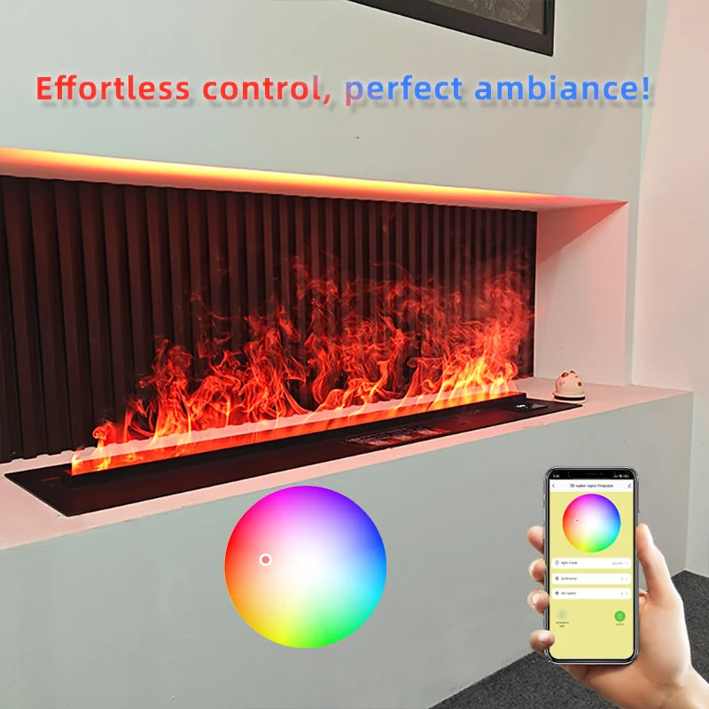 3D Atomized Fireplace smart LED virtual flame indoor decoration humidifier Customized atomized water steam electric fireplace