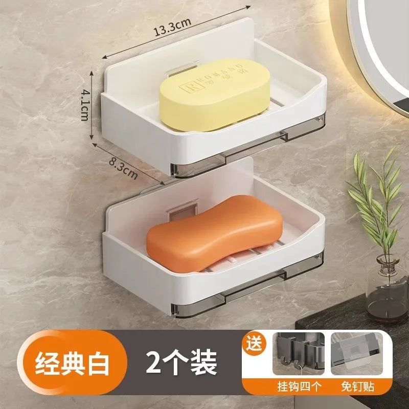 Modern bathroom wall mounted soap dish without water accumulation new balcony soap box household drain storage rack