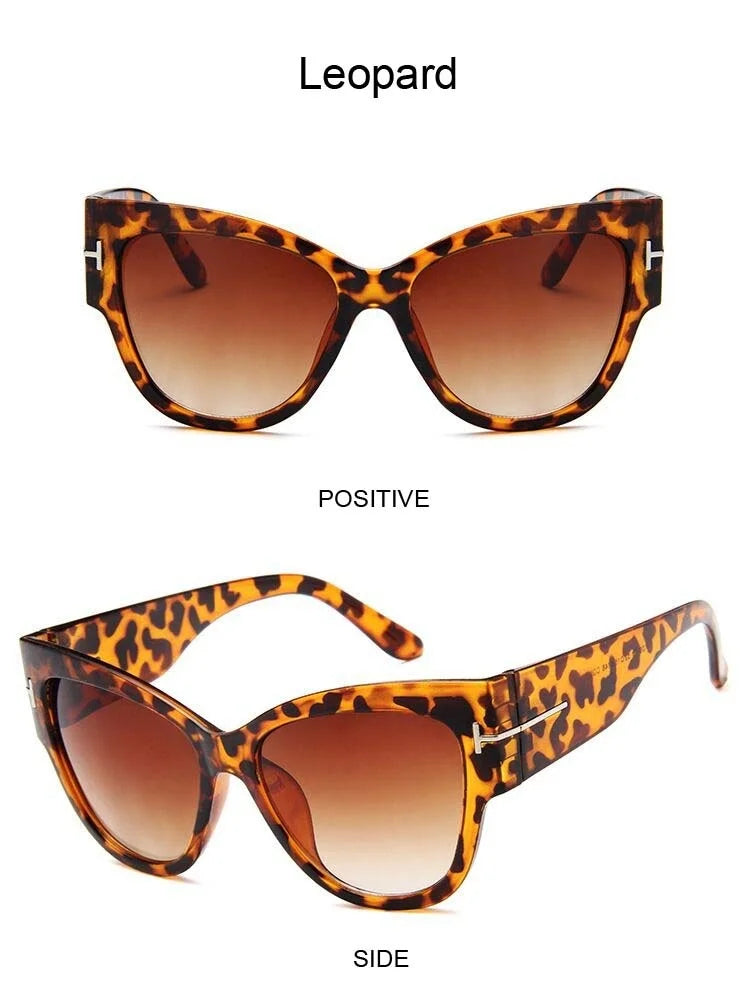 Women Sunglasses  New Fashion Brand Designer Cat Eye Female Gradient Points Sun Glasses Big UV400