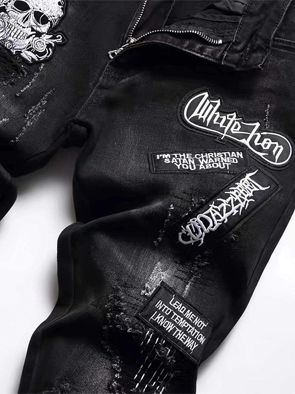 European and American new washed hole Zhangzai trendy fashion jeans