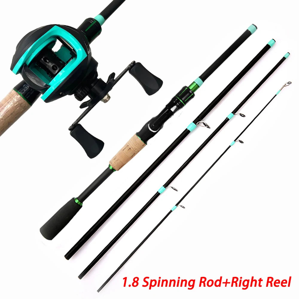 Fishing Rod Reels Combo 4/5Sections ML Action 3.5g-14g Ultralight Trave Rod With Baitcasting Reel Kit Carp Fishing Pesca1.8/2.1m