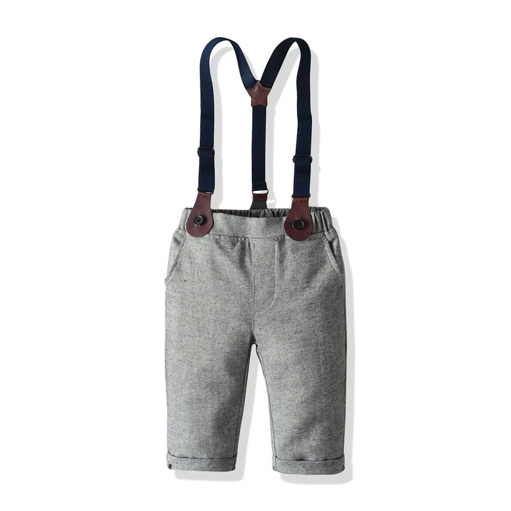 Newborn Baby Boys Clothes Set Infant Gentleman Outfit Baby Formal Suspender Overalls Autumn Winter Long Sleeve Toddler Boy Suit