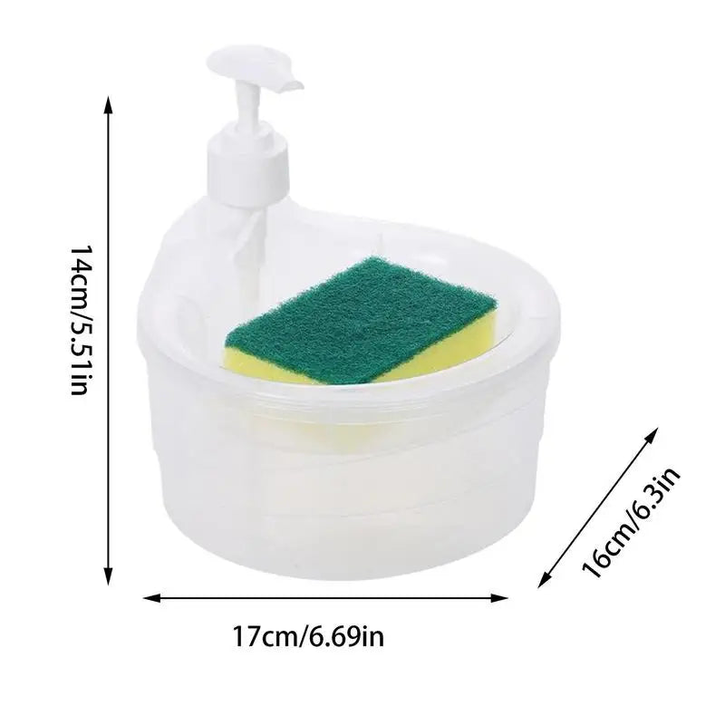 1000ml Soap Dispenser and Scrubber Holder Multi-functional Cafe Dishwashing Container Manual Sink Dish Washing Soap Dispenser
