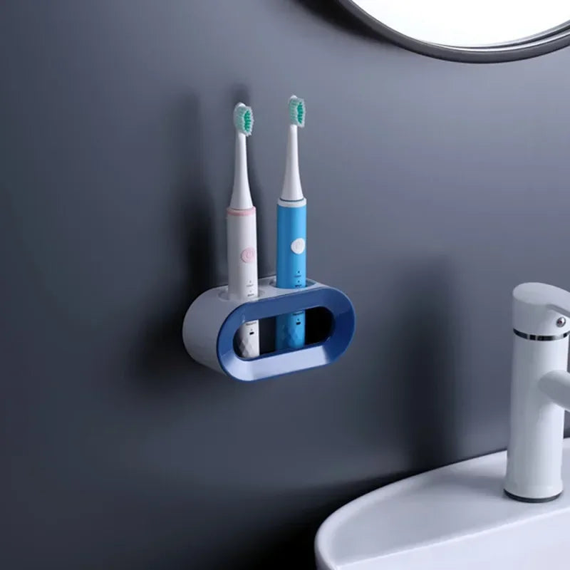 Electric Toothbrush Holder Double Hole Self-adhesive Stand Rack Wall-Mounted Holder Storage Space Saving Bathroom Accessories