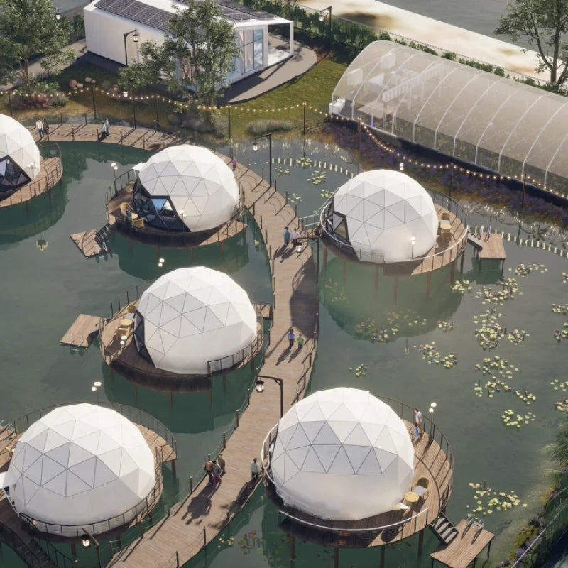 Luxury camping geodesic dome house hemispherical house PVC geodesic dome tent camping dome tent hotel tent for glamping resort