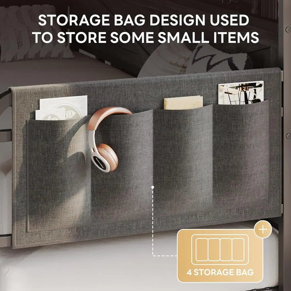 LIKIMIO Twin Daybed with Trundle Bed, Storage Headboard with Charging USB Station, Sofa Day Bed with Strong Supports for Bedroom