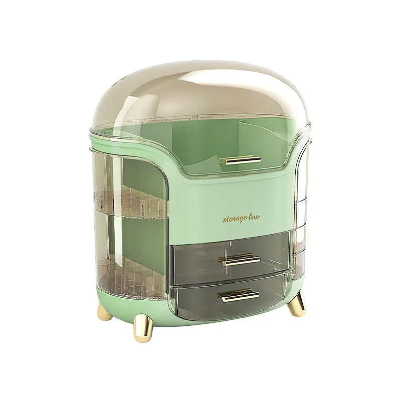 Cosmetics storage box - glass cosmetic case for lipsticks, jewelry, dust protection, large capacity storage rack