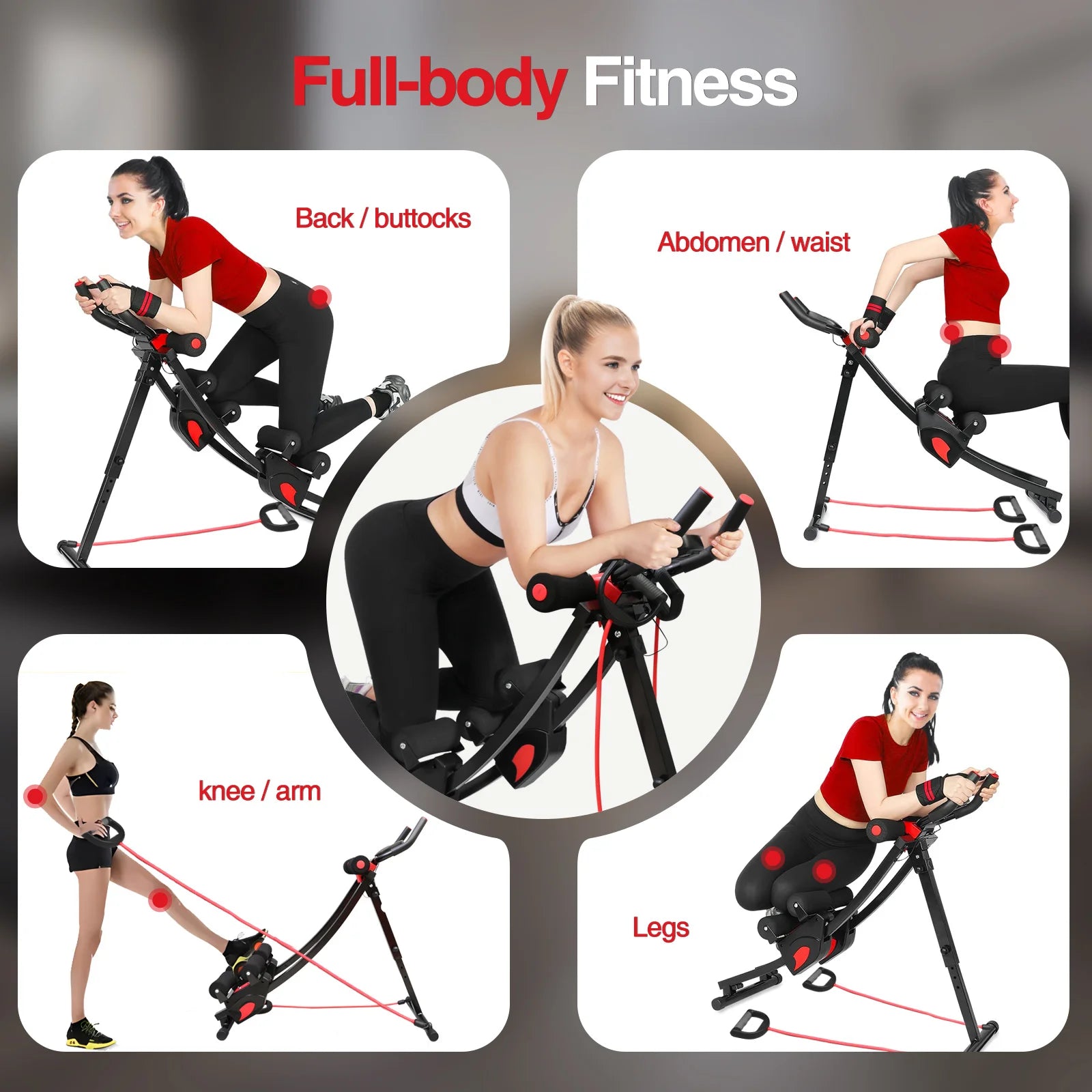 Dual Track Fitness Ab Machine Ab Cruncher Adjustable Height Waist Trainer Foldable Home Gym Equipment 4 Adjustable 440 lbs Weigh