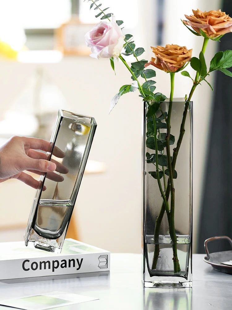 Light Luxury, Creative, High Grade, Original Color Glass, Transparent Vase, Living Room, Soft Decoration, Aquaculture, Flower