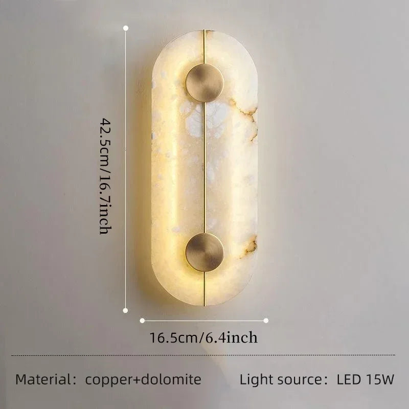 Minimalist Round Marble LED Wall Lamp Alabaster Sconce for Bedroom Bedside Living Room Corridor Kitchen Modern Home Decor Light