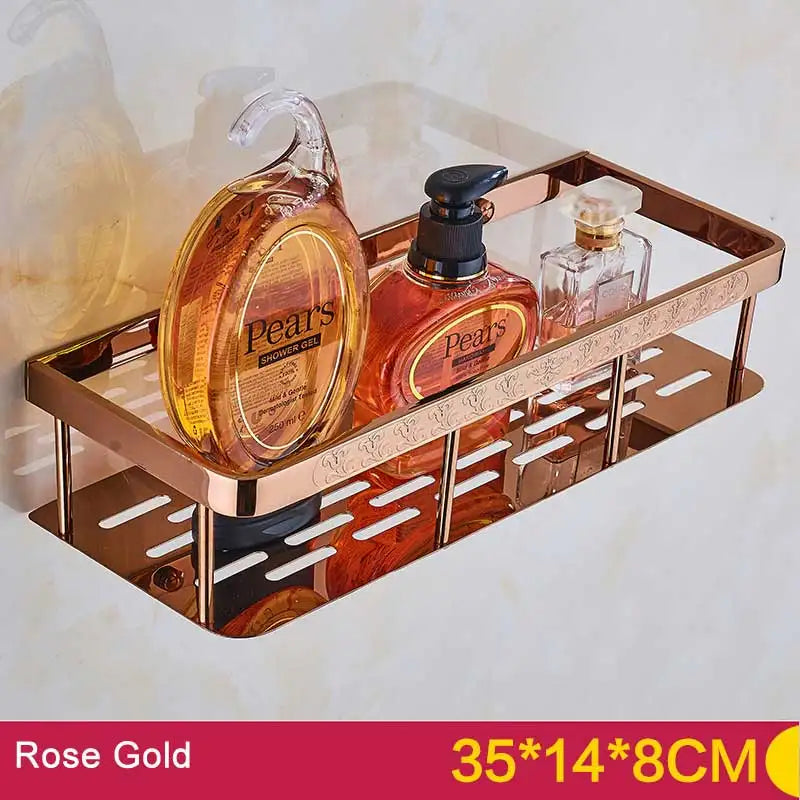 BAKALA Brass Bathroom Accessories Corner Shelf  Finished Wall Mounted Bath Shower Caddy Storage Holder BR-6716