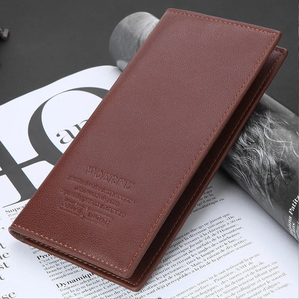 Soft PU Leather Long Wallet With Multiple Card Slots Classic Design Credit Card Holder Slim & Durable Men Bifold Cash Purse