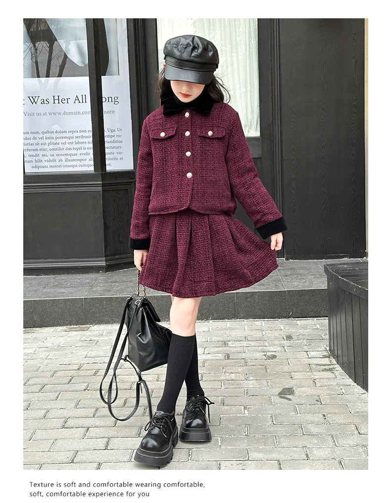 baby Girls Outfits blazer+Pleated skirt 2pcs kids girls clothes set Designer Style 4-14 years coat+skirt teen girl clothing suit