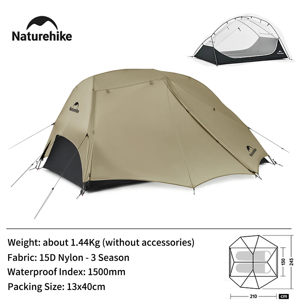 Naturehike 2025 New Camping Tent Ultralight Two Person Waterproof Large Canopy Tents Outdoor 4 Season 1 Person Travel Beach Tent