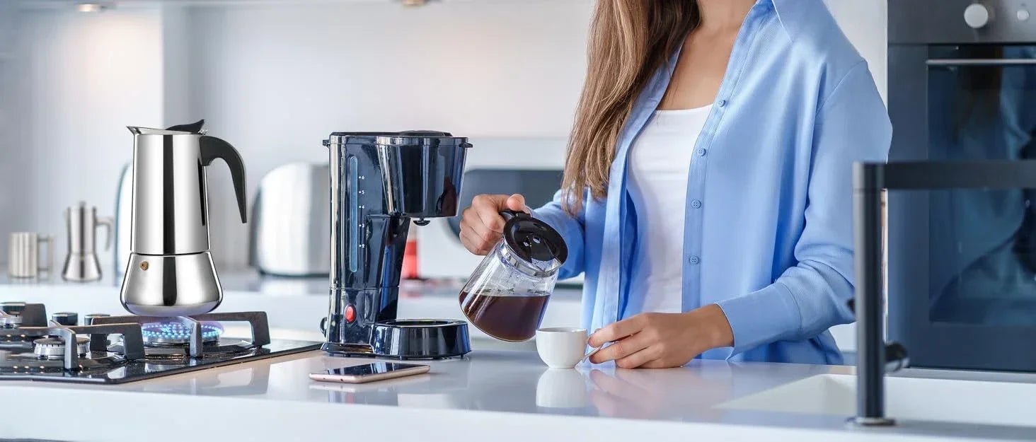 Coffee Maker Moka Pot,2/4/6 Cups Stainless Steel coffee Pot,Italian Coffee Machine Fit Induction Cookers Coffee Accessories