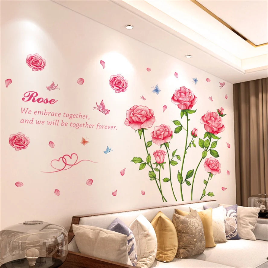 Living Room Flower Background Wall Stickers Bedroom Room Wall Decoration Stickers Wallpaper Self-adhesive Stickers Home Decor