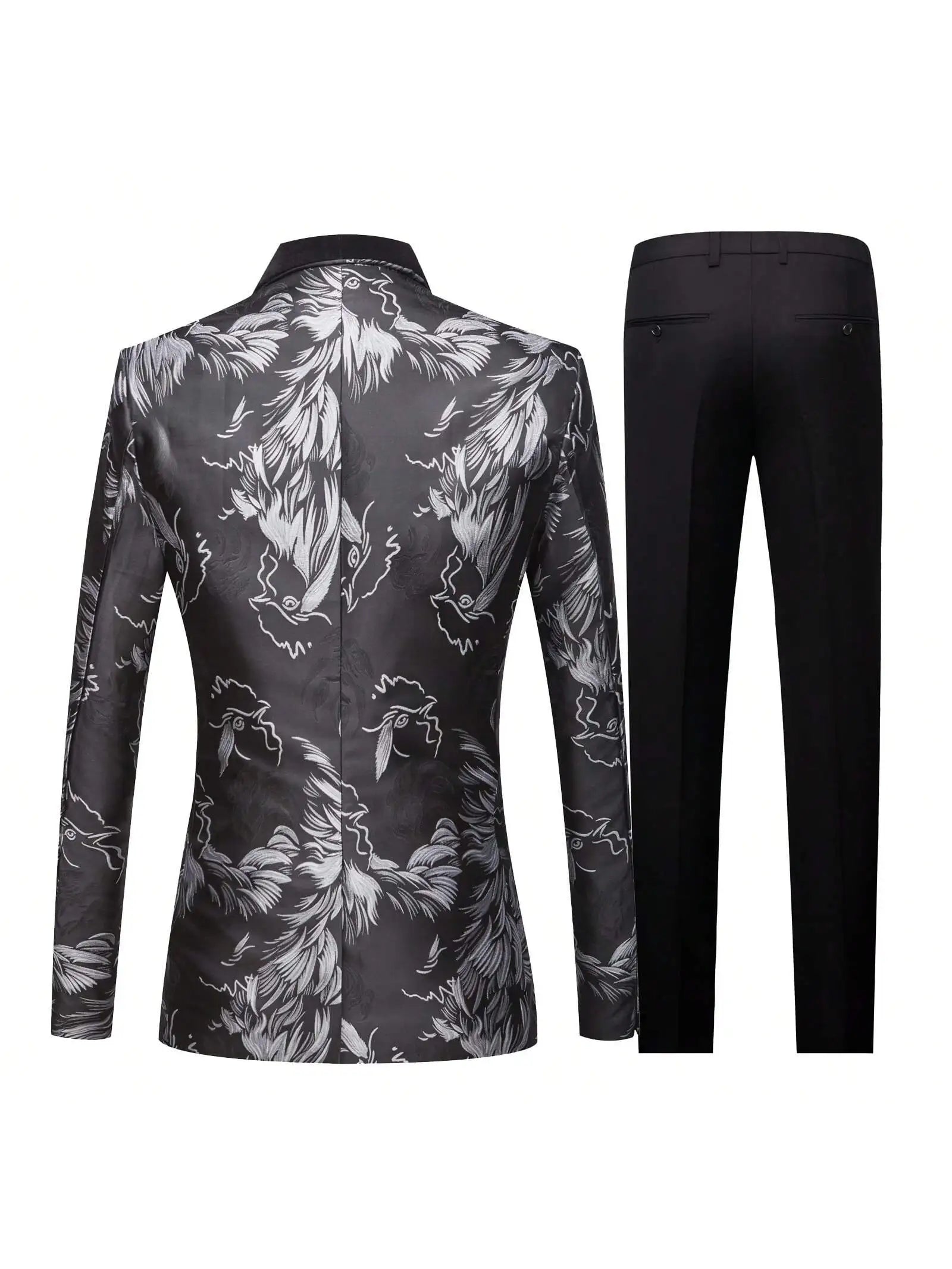 Mens 3 Piece Floral Tuxedo, Jacquard Slim Suit Set, Paisley Blazer Vest and Pants for Prom Wedding