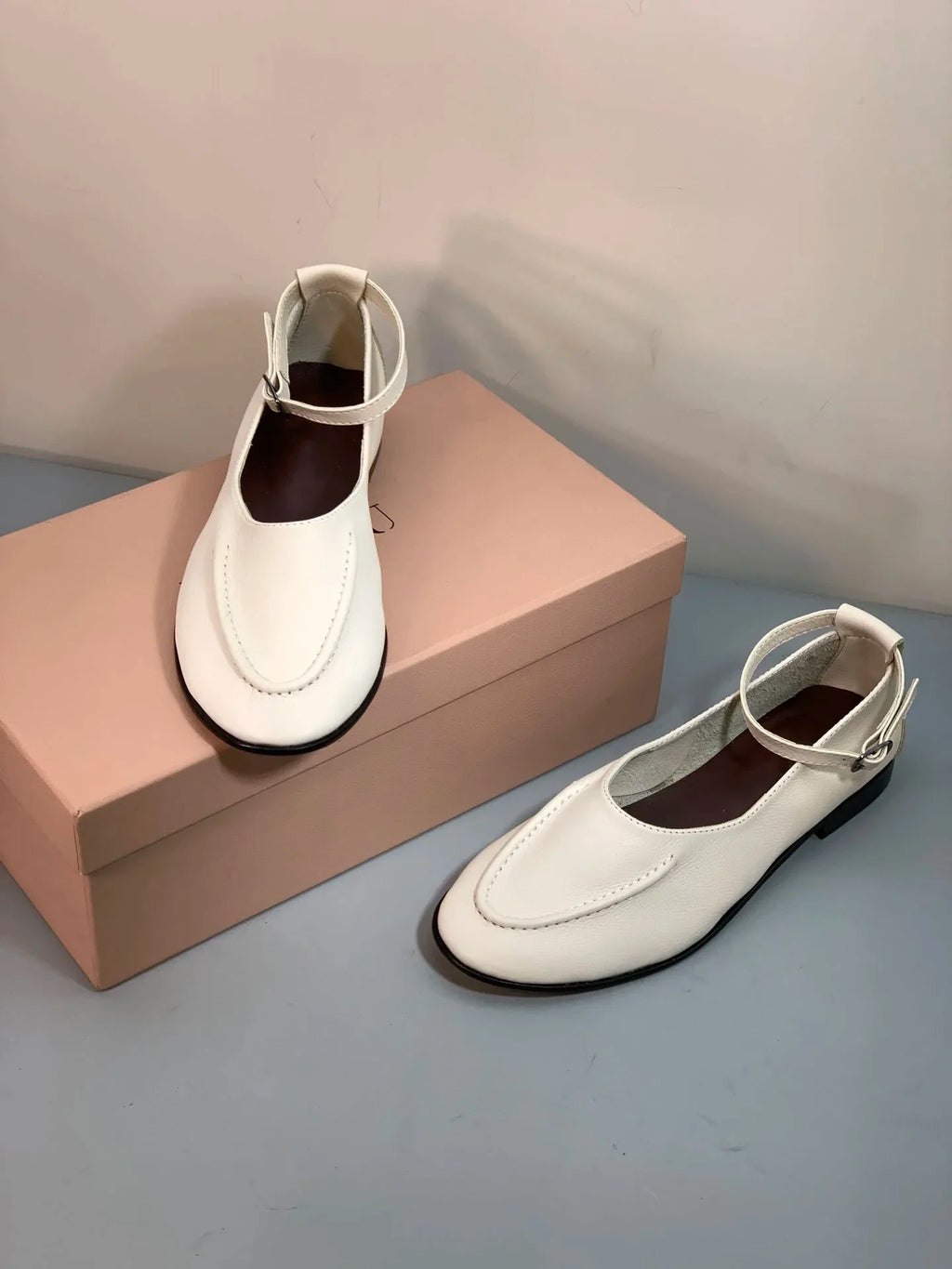 Women's Shoes Ankle-Strap Flats Leather