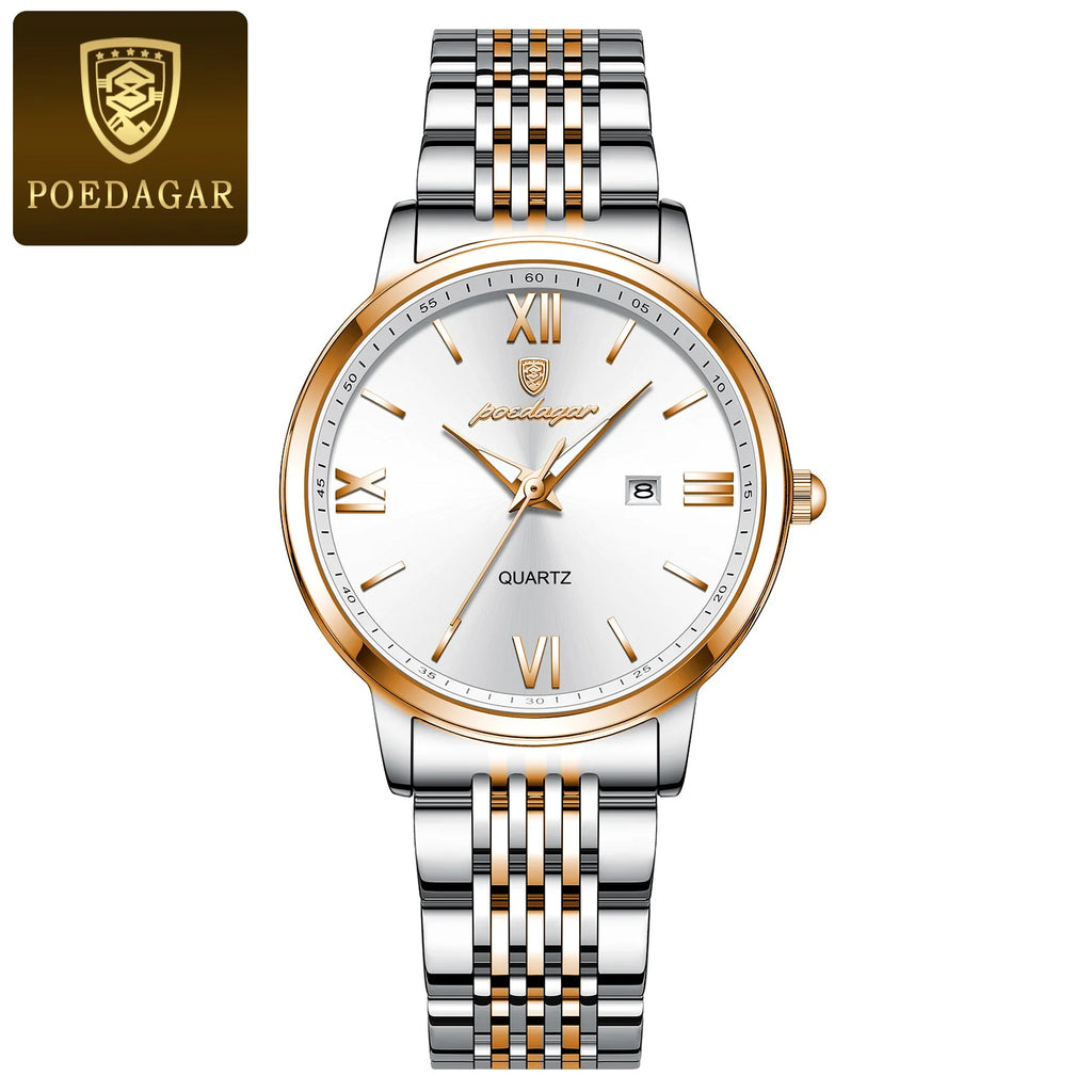 POEDAGAR New Luxury Woman Watch Waterproof Luminous Date Ladies Watch High Quality Stainless Steel Simple Women's Quartz Watches