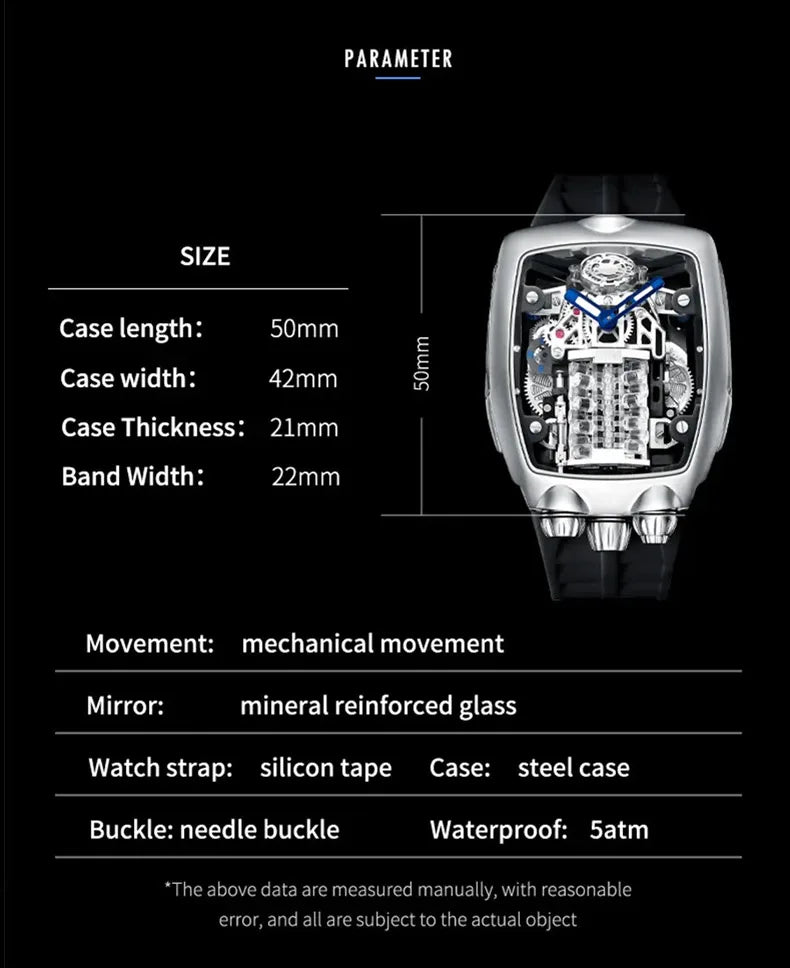 OBLVLO men's mechanical watches, purely hand-wound mechanical watches, creative men's watches, men's timepieces, men's watches
