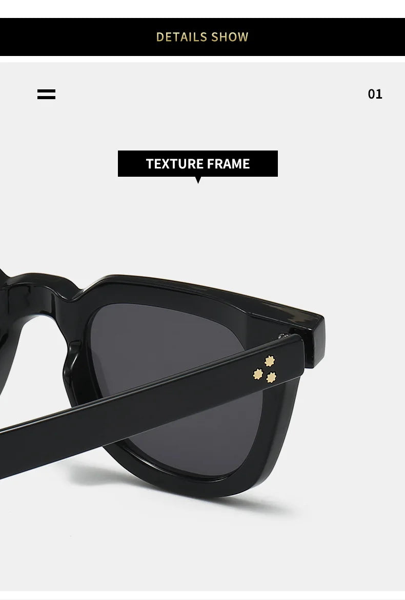 Ins Popular Women Square Sunglasses Men Vintage Rivets Punk Female Shades UV400 Fashion Male Sun Glasses